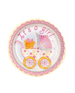 7" Baby Girl Trolley Plates 8ct