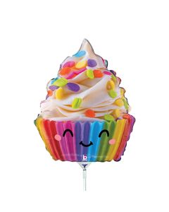 14" Cute Cupcake Inflated w/ Cup & Stick