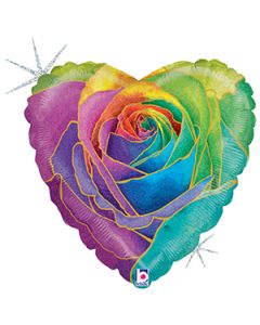 18" Rainbow Glitter Rose Pkg