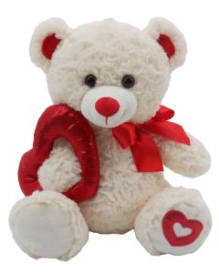 12" Heart On Sleeve Teddy White