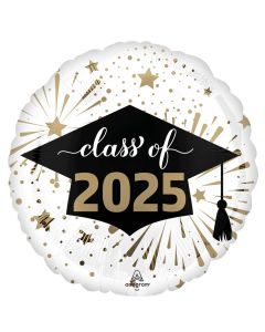 18" Class of 2025 White & Gold  Pkg