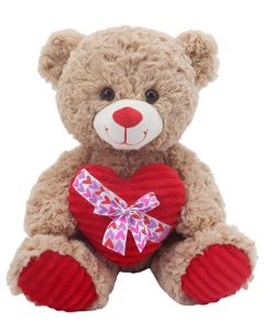 13" Heart Wrapped Up Bear Tan