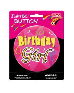 4" Jumbo Birthday Girl Button