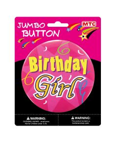 4" Jumbo Birthday Girl Button